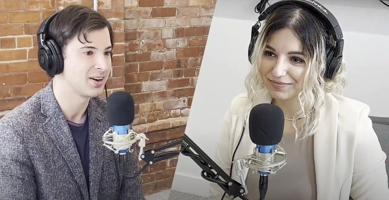 Paul Verge, Host of Talent Trellis, and Parnian Majd, Founder and CEO of Fibra discussing on a podcast