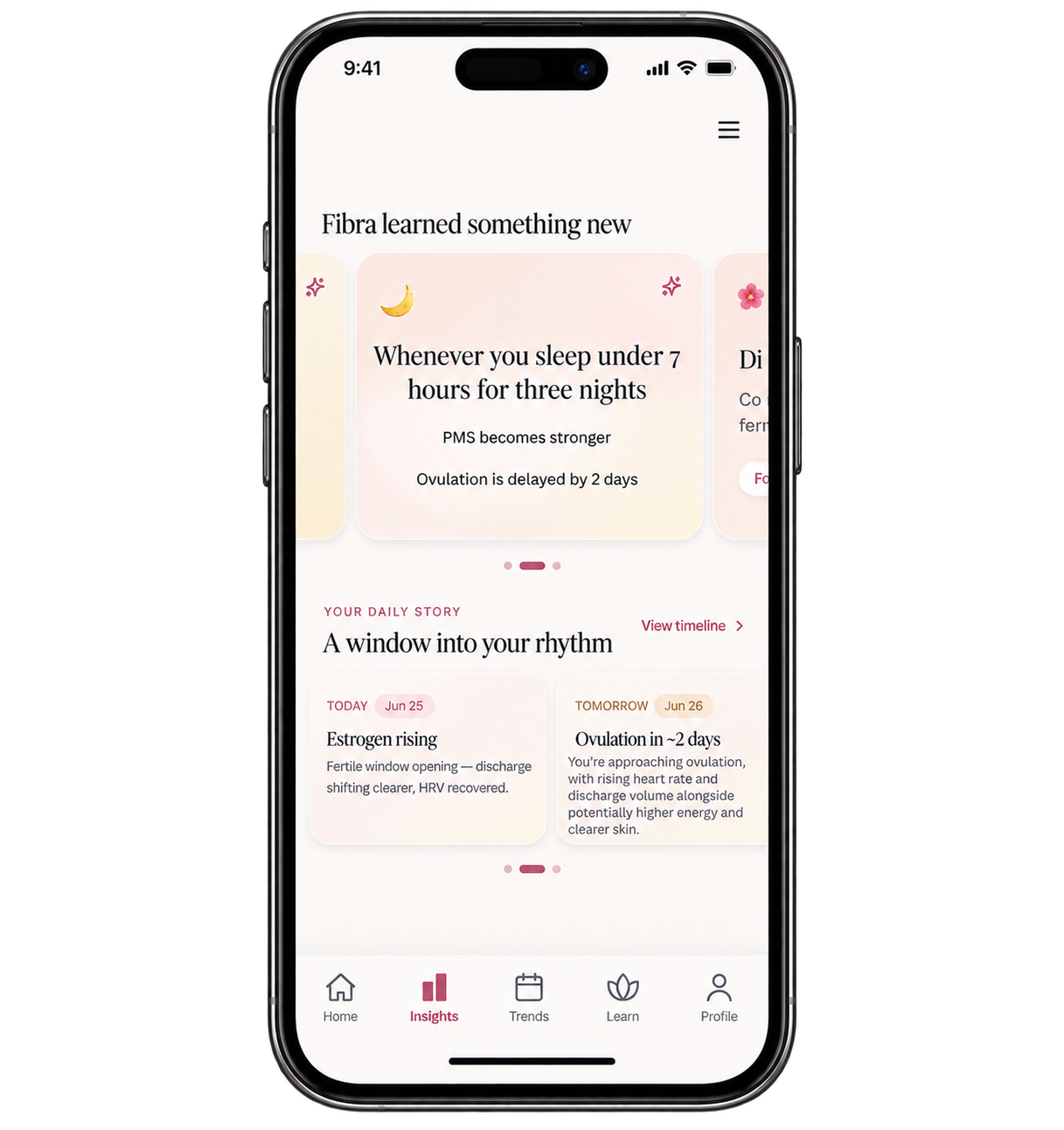 Fibra personalized cycle insights
